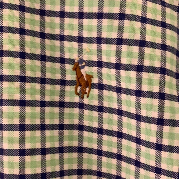 Polo Ralph Lauren button down patterned green blue - Picture 3 of 3